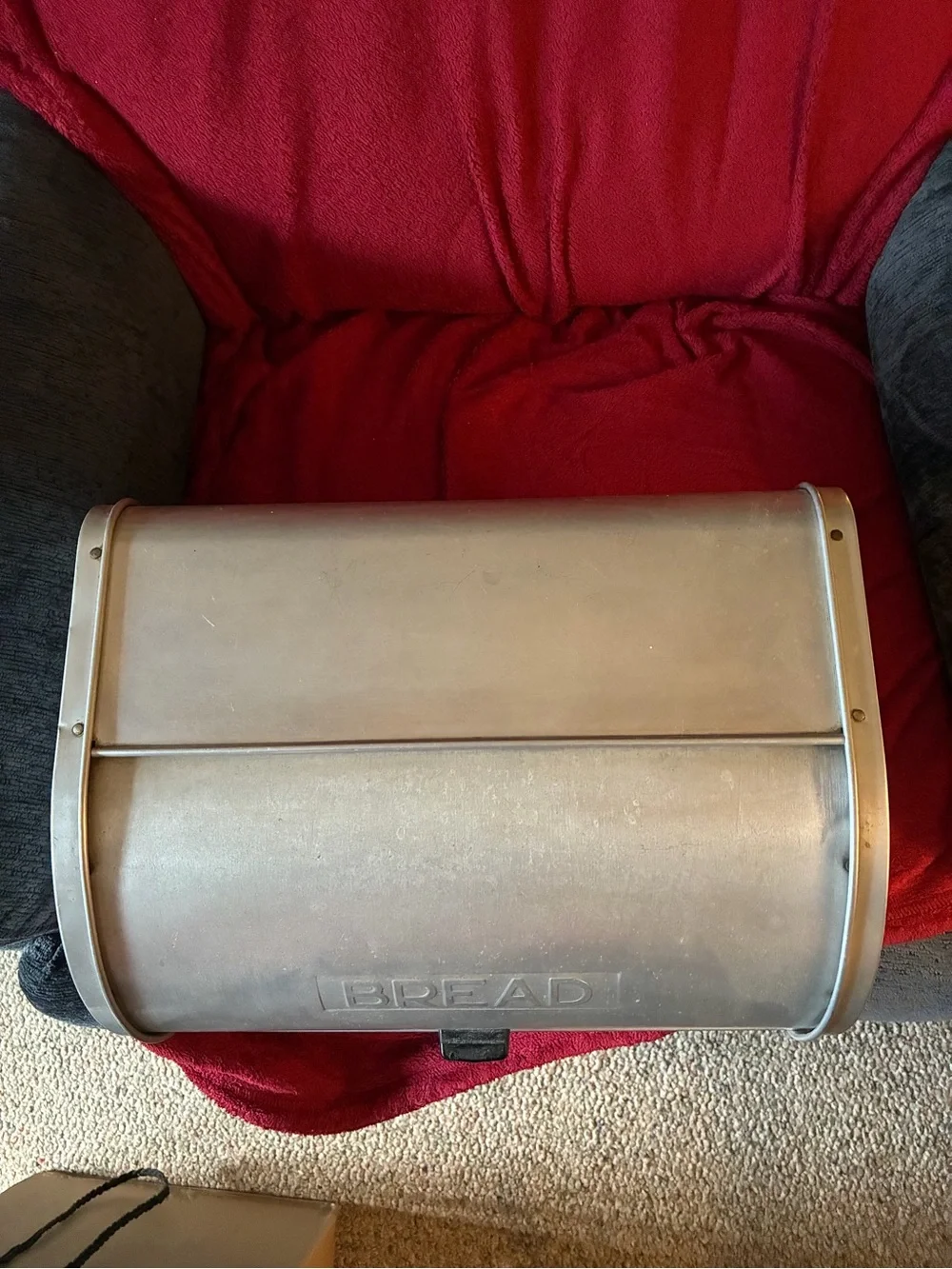 Vintage 1960’s aluminum Roll-Top Bread Box - Countertop Storage